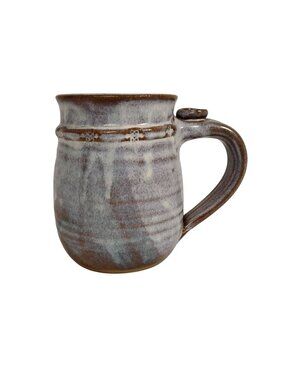 Artisan Handmade Clay Coffee  Mug With Handle White Glaze Finish 5.5"T